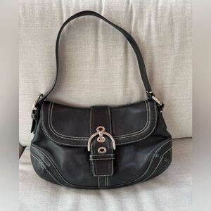 Coach medium black leather hobo